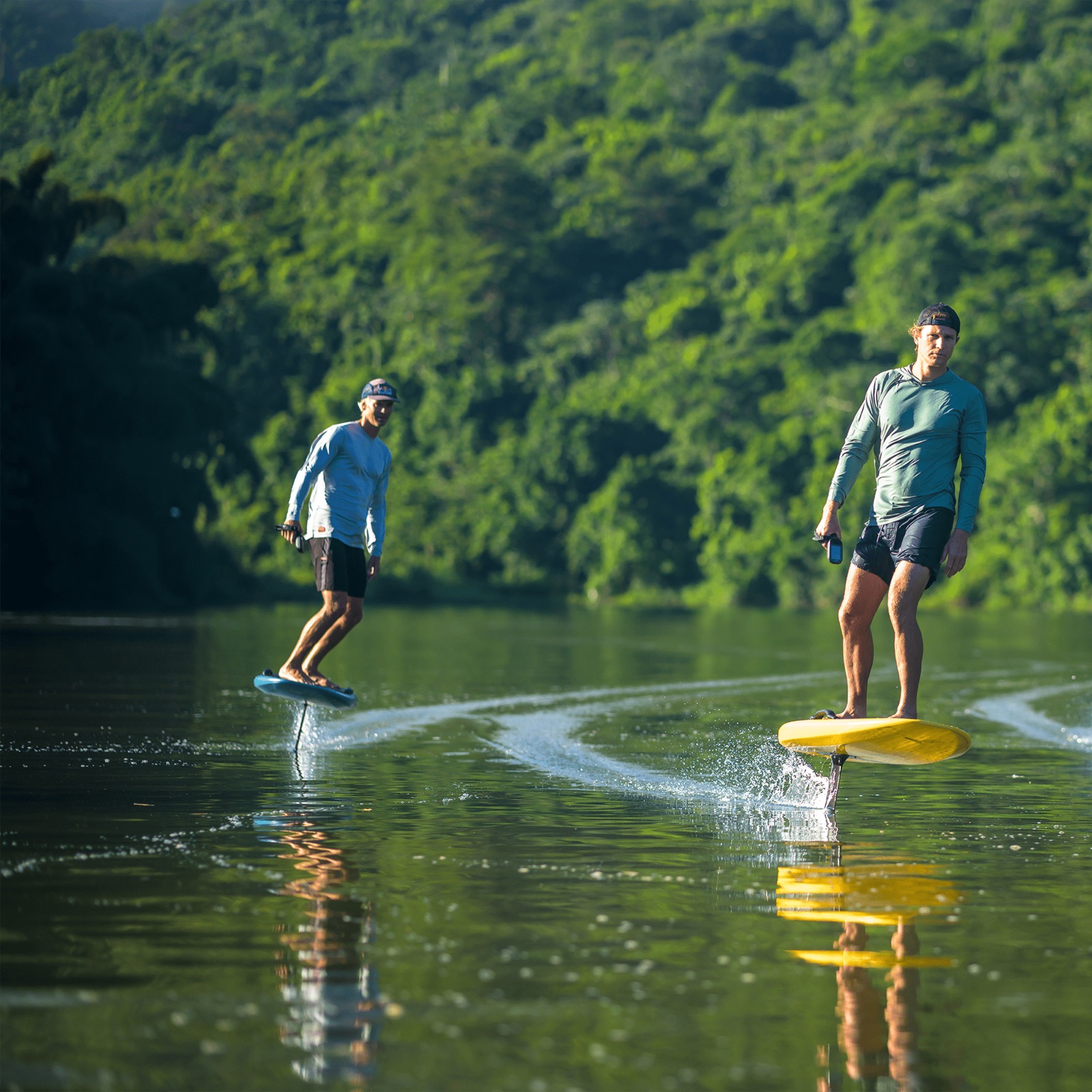 Two LIFT5 eFoils above the water